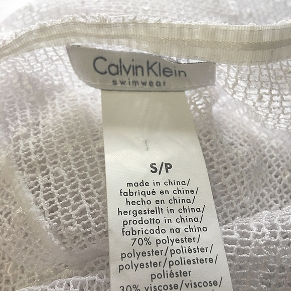 CALVIN Klein Sequin Swimsuit Bikini Coverup White V-Neck Shift Racerback Tank - Picture 9 of 13